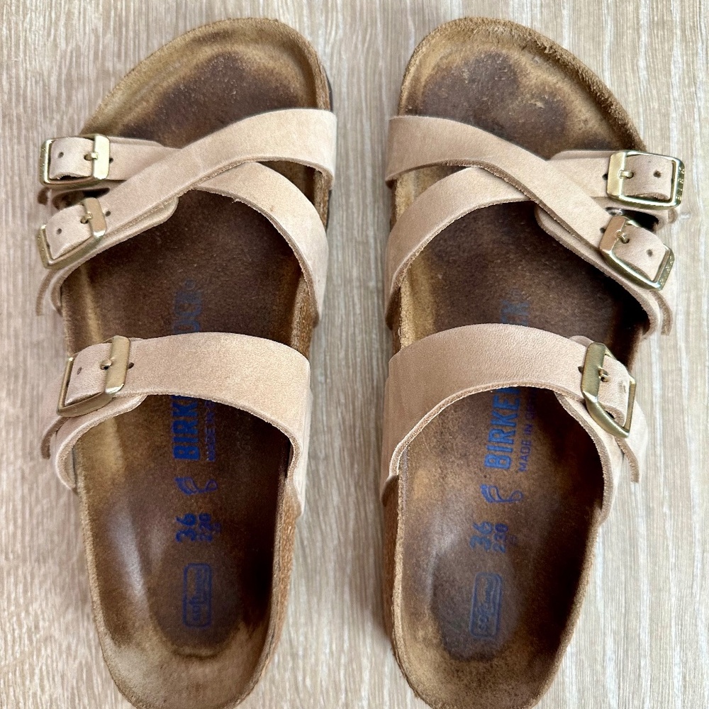 Birkenstock Franca nubuck leather soft footbed  Sandcastle size 36